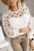 Sexy Hollow Out Lace Lace Patchwork Round Neck Long Sleeve Shirt