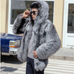 Men's mink fur fur one-piece coat hooded fox