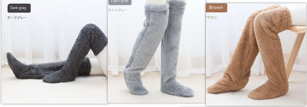 Over Knee High Fuzzy Long Socks Winter Warm Cold Leg Knee Joint Cold-proof Stockings Home Floor Sleeping Socks