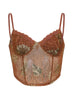 Bohemian Niche Printed Mesh Brown Underwear Spaghetti-strap Slip