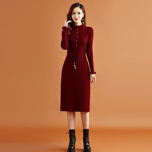 Sweater Bottom Skirt Autumn And Winter Knitting Dress For Women