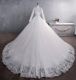 Lace Wedding Dress Bridal Stand-up Collar Long-sleeved Large Tail Large Size