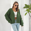 Puff Sleeve Cardigan Sweater Women Front Chunky Knitwear Coat