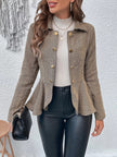 Women's Lapel Ruffled Slim Double-breasted Blazer