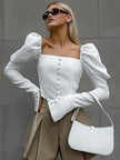 Women's Fashion Simple Puff Sleeve Shirt