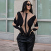 Mesh Perspective Stitching Long-sleeved Finger Sleeve Bodysuit