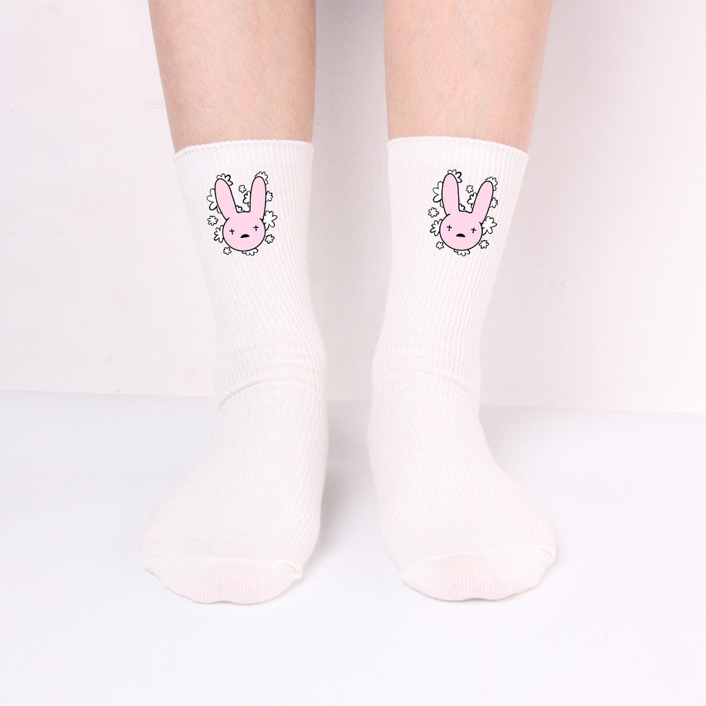 Bad Rabbit Socks Black And White Long Cotton Socks Knitted Socks For Men And Women