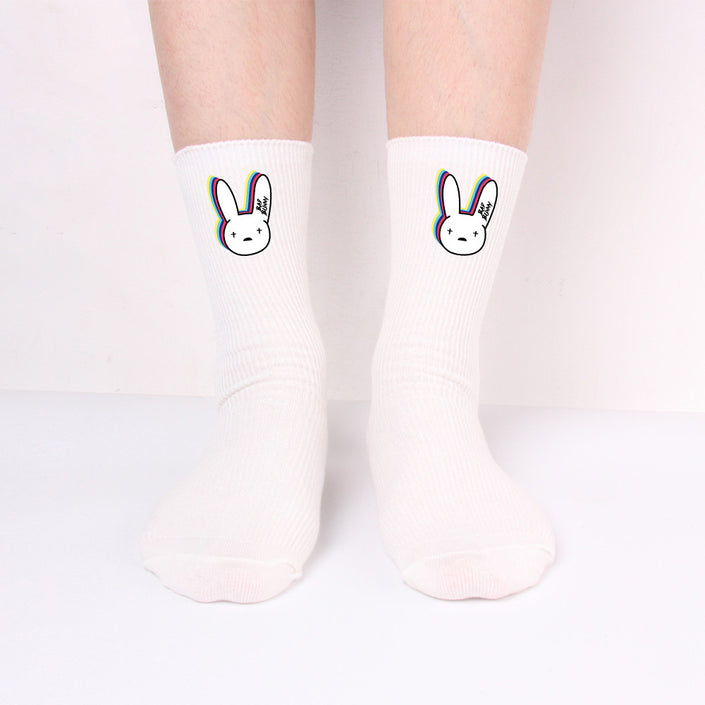 Bad Rabbit Socks Black And White Long Cotton Socks Knitted Socks For Men And Women