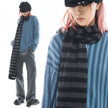 Black Red Black Gray Striped Scarf Punk All-match Soft And Comfortable Drape Knit Wool