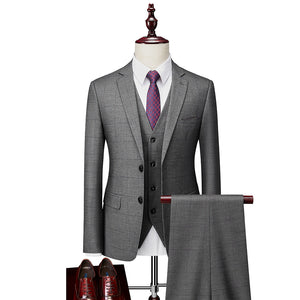 New Men's Business Plaid Casual Suit