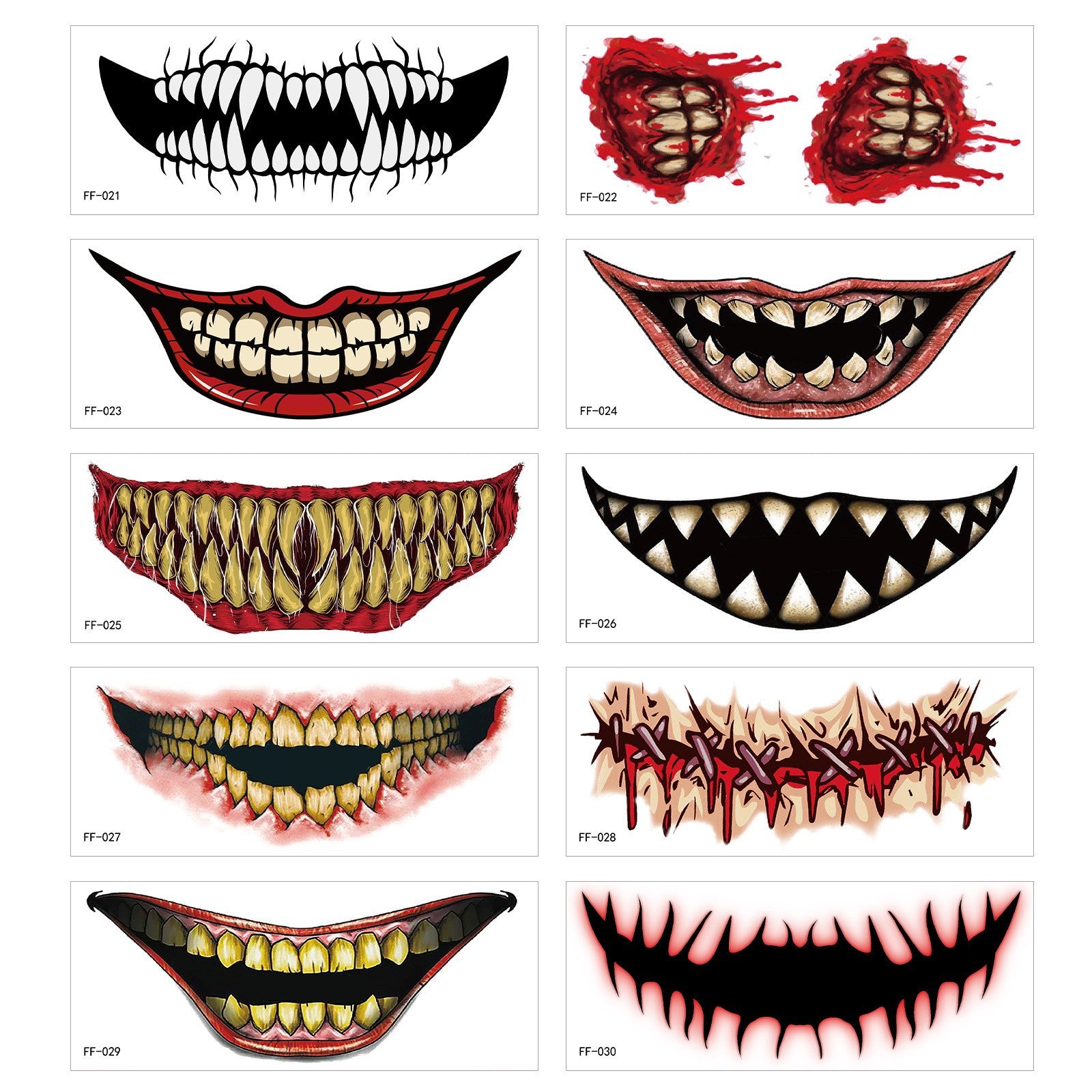 Halloween Horror Big Mouth Tattoo Sticker