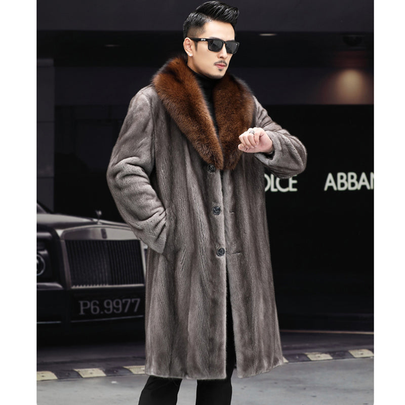 Thick Fur Long Coat Men Autumn Winter Warm