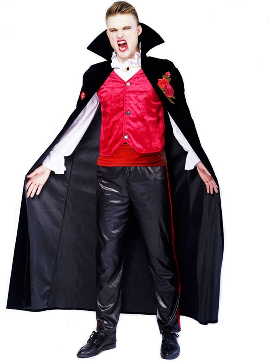 Couple's Halloween Rose Embroidery Vampire Stage Performance Party Costume