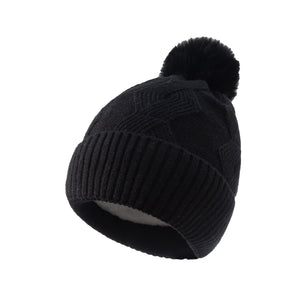 Ladies Winter Woolen Caps Solid Color Single Ball Core-spun