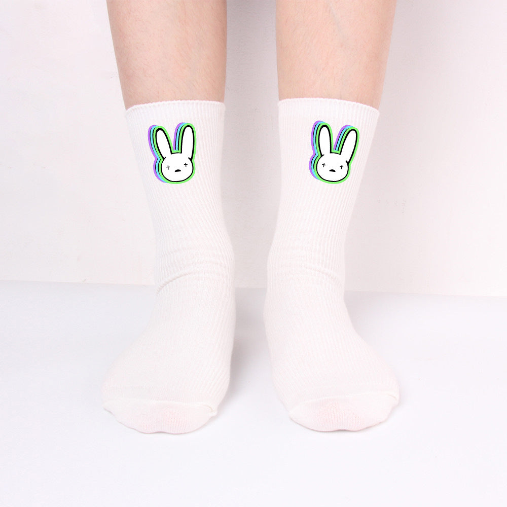 Bad Rabbit Socks Black And White Long Cotton Socks Knitted Socks For Men And Women