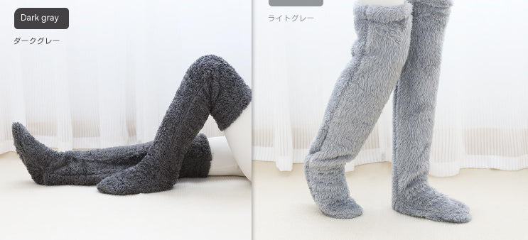 Over Knee High Fuzzy Long Socks Winter Warm Cold Leg Knee Joint Cold-proof Stockings Home Floor Sleeping Socks