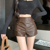 Women's High Waist Outer Wear Slimming PU Leather Shorts