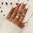 Leaf Crown Geometric Articulation Rings 6 Piece Combination Rings