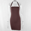 Halter Neck Slim Solid Color Sleeveless Bottoming Dress Bag Hip Skirt Women