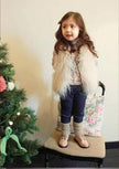 Fur Coat Children Sleeveless Solid Color Pleated Coat Children's Thermal Top