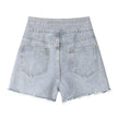 High Waisted Wide Leg Denim Shorts For Women