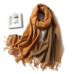 New Winter Scarf For Women Fashion Striped Cashmere Shawls