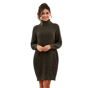 Three-color loose long sweater dress lazy sweater