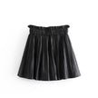 Women's Pleated Faux Skirt Leather Skirt