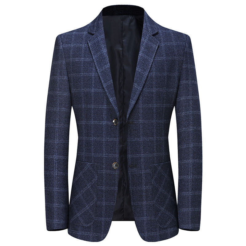 Casual Suit Men's Spring And Autumn New Middle-Aged Men's Business Plaid Small Suit