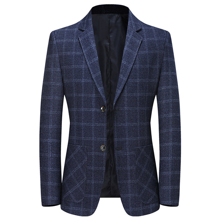 Casual Suit Men's Spring And Autumn New Middle-Aged Men's Business Plaid Small Suit
