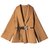 Double sided cashmere coat with wool belt