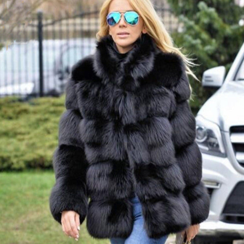 Faux fox fur coat