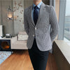 Men's Slim Suit British Business Houndstooth Suit Male Jacket