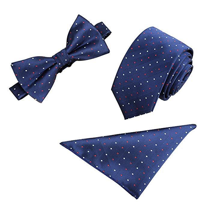 Tie Set 6cm Men's British Korean Embroidered Striped Bow Tie Square Scarf Tie Three-piece Set