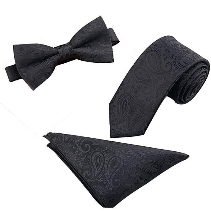 Tie Set 6cm Men's British Korean Embroidered Striped Bow Tie Square Scarf Tie Three-piece Set