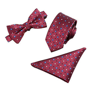 Tie Set 6cm Men's British Korean Embroidered Striped Bow Tie Square Scarf Tie Three-piece Set