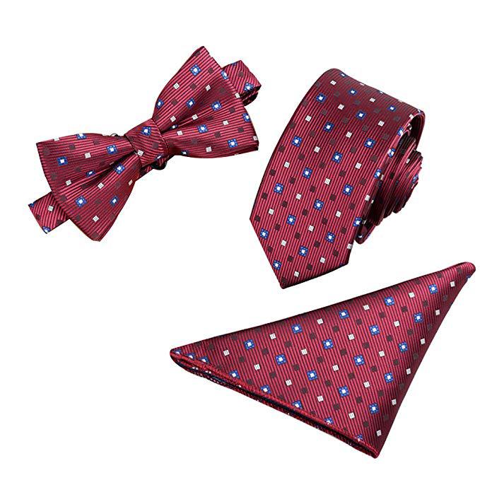 Tie Set 6cm Men's British Korean Embroidered Striped Bow Tie Square Scarf Tie Three-piece Set