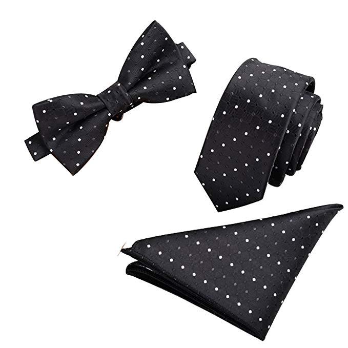 Tie Set 6cm Men's British Korean Embroidered Striped Bow Tie Square Scarf Tie Three-piece Set