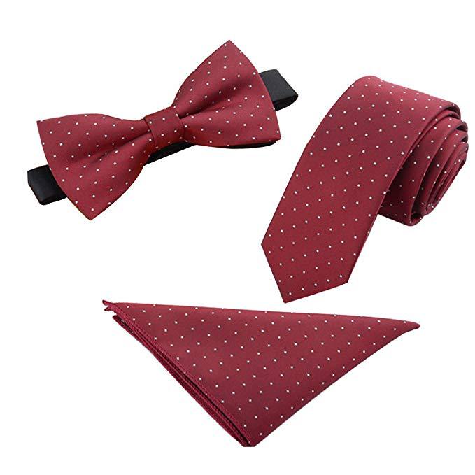 Tie Set 6cm Men's British Korean Embroidered Striped Bow Tie Square Scarf Tie Three-piece Set