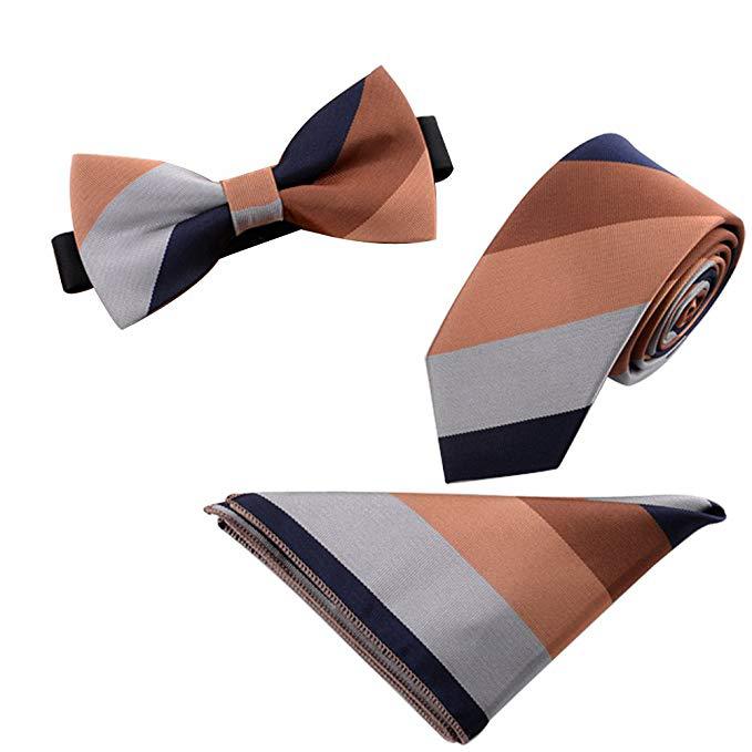 Tie Set 6cm Men's British Korean Embroidered Striped Bow Tie Square Scarf Tie Three-piece Set