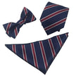 Tie Set 6cm Men's British Korean Embroidered Striped Bow Tie Square Scarf Tie Three-piece Set