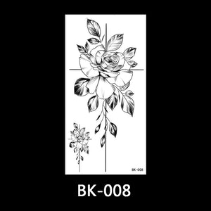 Black and white sketch flower tattoo stickers