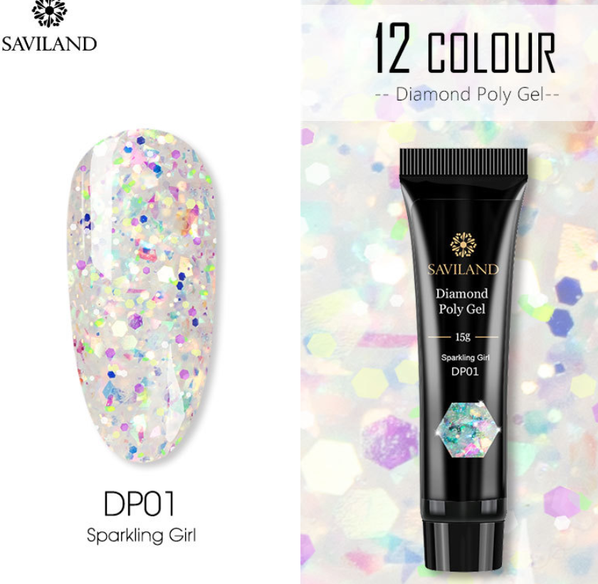 12 Colors Nail Diamond Poly Gel