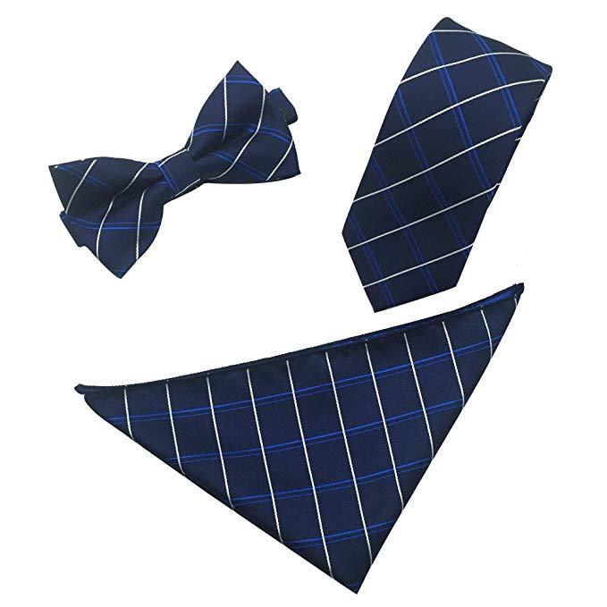 Tie Set 6cm Men's British Korean Embroidered Striped Bow Tie Square Scarf Tie Three-piece Set