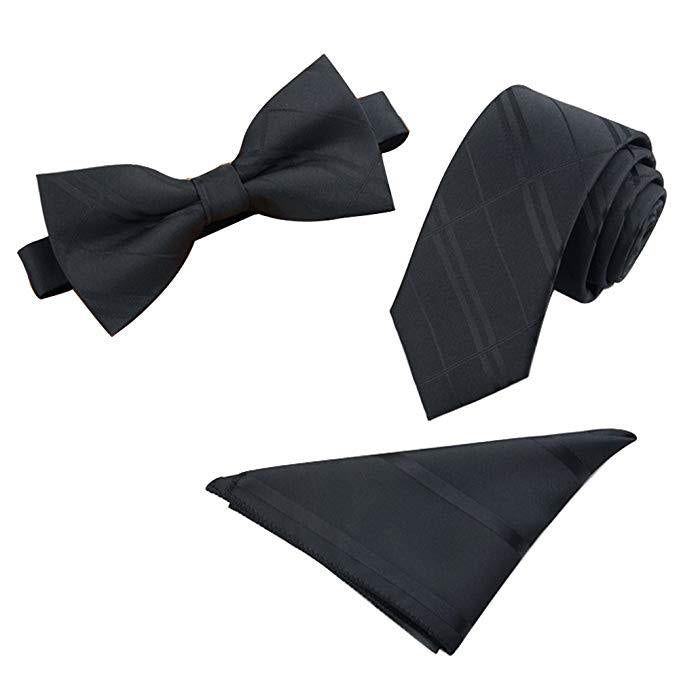 Tie Set 6cm Men's British Korean Embroidered Striped Bow Tie Square Scarf Tie Three-piece Set