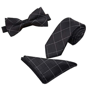 Tie Set 6cm Men's British Korean Embroidered Striped Bow Tie Square Scarf Tie Three-piece Set