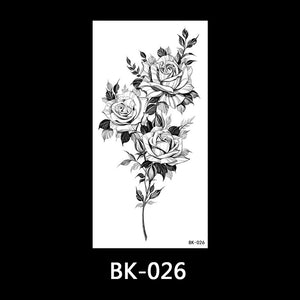 Black and white sketch flower tattoo stickers