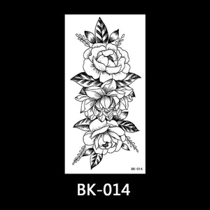 Black and white sketch flower tattoo stickers