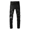 Collated Grey White Dyed Elastic Slim Fit Black Jeans For Men