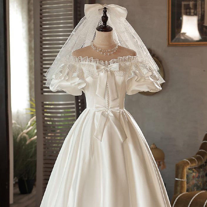 Vintage Satin Light Wedding Dress